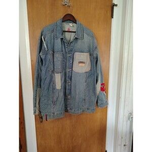 Rocawear Men's Blue Denim Jean  Button Up Shirt Jacket Vintage Y2K 90s Size 2XL